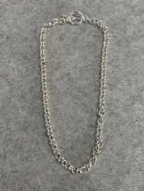 Zilverkleurige schakelketting 43 cm chunky statement ketting