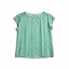 Saint Tropez Blouse Groen/Wit Print – M