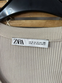 Zara Ribgebreide Top Beige – Maat S