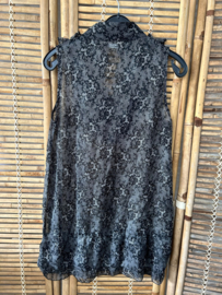 Brooker Tuniek/Jurk met Kant & Ruches – Zwart/Grijs – Maat 40