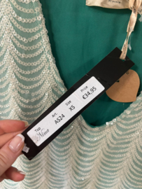 Lofty Manner Nina Top Groen met Pailletten – Maat XS