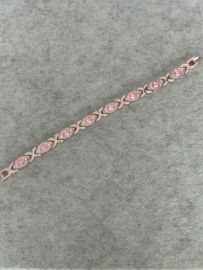 Roségouden armband roze strass steentjes 19 cm