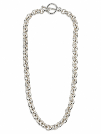 Zilverkleurige schakelketting 43 cm chunky statement ketting
