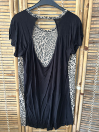 Modström Tuniek / Long Top met Panterprint – Zwart/Beige – Maat M