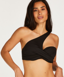 Hunkemöller Nero Rib One SHoulder Bikinitop Push Up Black