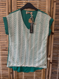 Lofty Manner Nina Top Groen met Pailletten – Maat XS