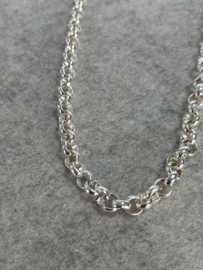 Zilverkleurige schakelketting 43 cm chunky statement ketting