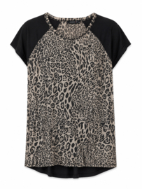 Modström Tuniek / Long Top met Panterprint – Zwart/Beige – Maat M