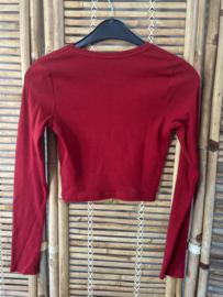 Zara Trafaluc Rib Crop Top Bordeaux – Maat M
