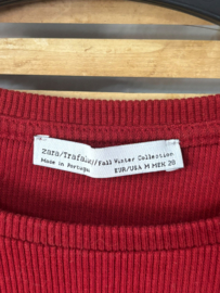 Zara Trafaluc Rib Crop Top Bordeaux – Maat M