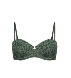 Hunkemöller Tonal Leo Push-Up Bikini Top Khaki