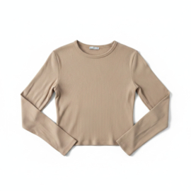 Bershka Rib Top Beige – Maat M