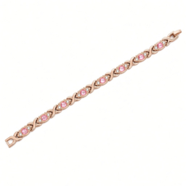 Roségouden armband roze strass steentjes 19 cm