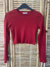 Zara Trafaluc Rib Crop Top Bordeaux – Maat M