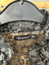 Brooker Tuniek/Jurk met Kant & Ruches – Zwart/Grijs – Maat 40