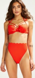 Hunkemöller Scallop Highleg Highwaist Bikinislip Firey Red