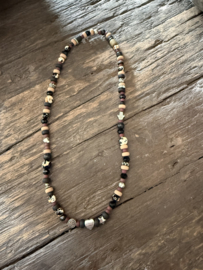 Ketting Boho bruin/zwart /zilver