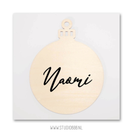 Houten kerstbal met naam (Geschreven)