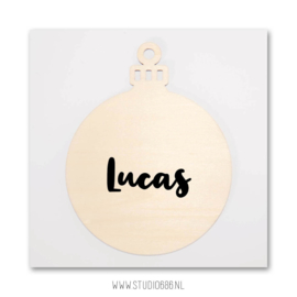 Houten kerstbal met naam (Stift)
