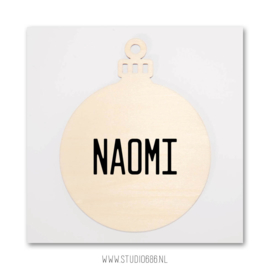 Houten kerstbal met naam (Strak)