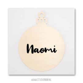 Houten kerstbal met naam (Stift)