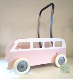 Loopkarretje "VW busje" (bijv. licht roze) (ST086)