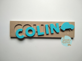 Naampuzzel 0-5 letters. Bijv. 'colin - aqua blauw'