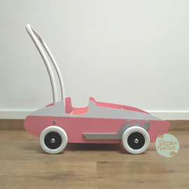 Loopkarretje "Retro Racewagen" (seventies roze) (ST182)