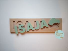 Naampuzzel 0-5 letters. Bijv. 'Isaja - vintage groen'