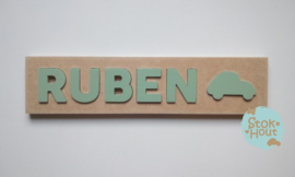 Naampuzzel 0-5 letters. Bijv. 'Ruben - vintage groen'