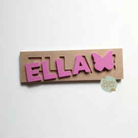 Naampuzzel 0-5 letters. Bijv. 'Ella - princess roze'