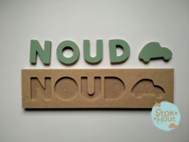 Naampuzzel 0-5 letters. Bijv. 'Noud - vintage groen'