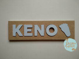 Naampuzzel 0-5 letters. Bijv. 'Keno - licht blauw'