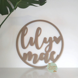 MDF Naamcirkel: 3-8 letters (voorbeeld Lily Mae)(M473)