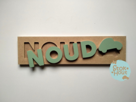 Naampuzzel 0-5 letters. Bijv. 'Noud - vintage groen'