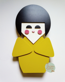50cm groot 2,5D figuur Kokeshi / Gelukspopje (bijvoorbeeld Retro geel) TM018