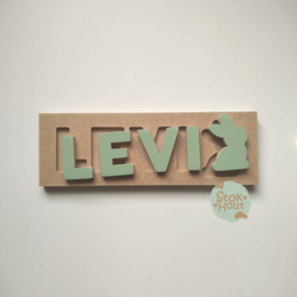 Naampuzzel 0-5 letters. Bijv. 'Levi - vintage groen'