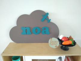 Naambord met figuur en 1-4 letters, bv Muis grijs