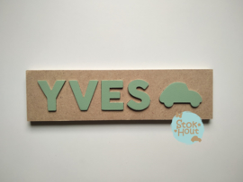 Naampuzzel 0-5 letters. Bijv. 'yves - vintage groen'