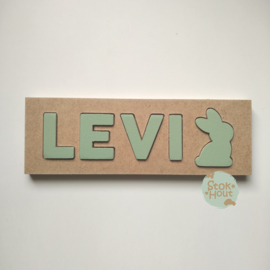 Naampuzzel 0-5 letters. Bijv. 'Levi - vintage groen'