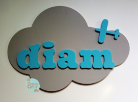 Naambord met figuur en 1-4 letters, bv Licht grijs