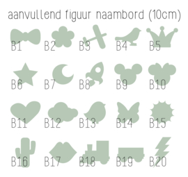 Naambord met figuur en 1-4 letters, bv Zilver