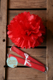 2x Pompon 25cm Rood (ST104)