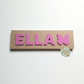 Naampuzzel 0-5 letters. Bijv. 'Ella - princess roze'