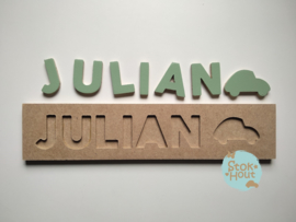 Naampuzzel 6-8 letters. Bijv. 'Julian - vintage groen'