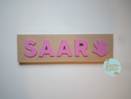Naampuzzel 0-5 letters. Bijv. 'Saar - princess roze'