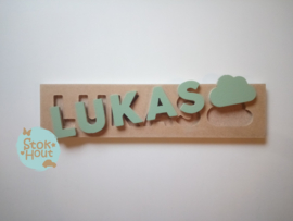 Naampuzzel 0-5 letters. Bijv. 'Lukas - vintage groen'