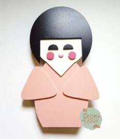 50cm groot 2,5D figuur Kokeshi / Gelukspopje (bijvoorbeeld Seventies roze) TM018