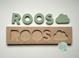 Naampuzzel 0-5 letters. Bijv. 'Roos - vintage groen'