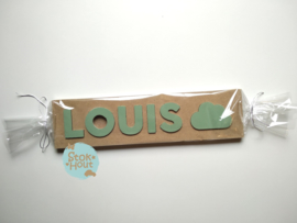 Naampuzzel 0-5 letters. Bijv. 'Louis - vintage groen'